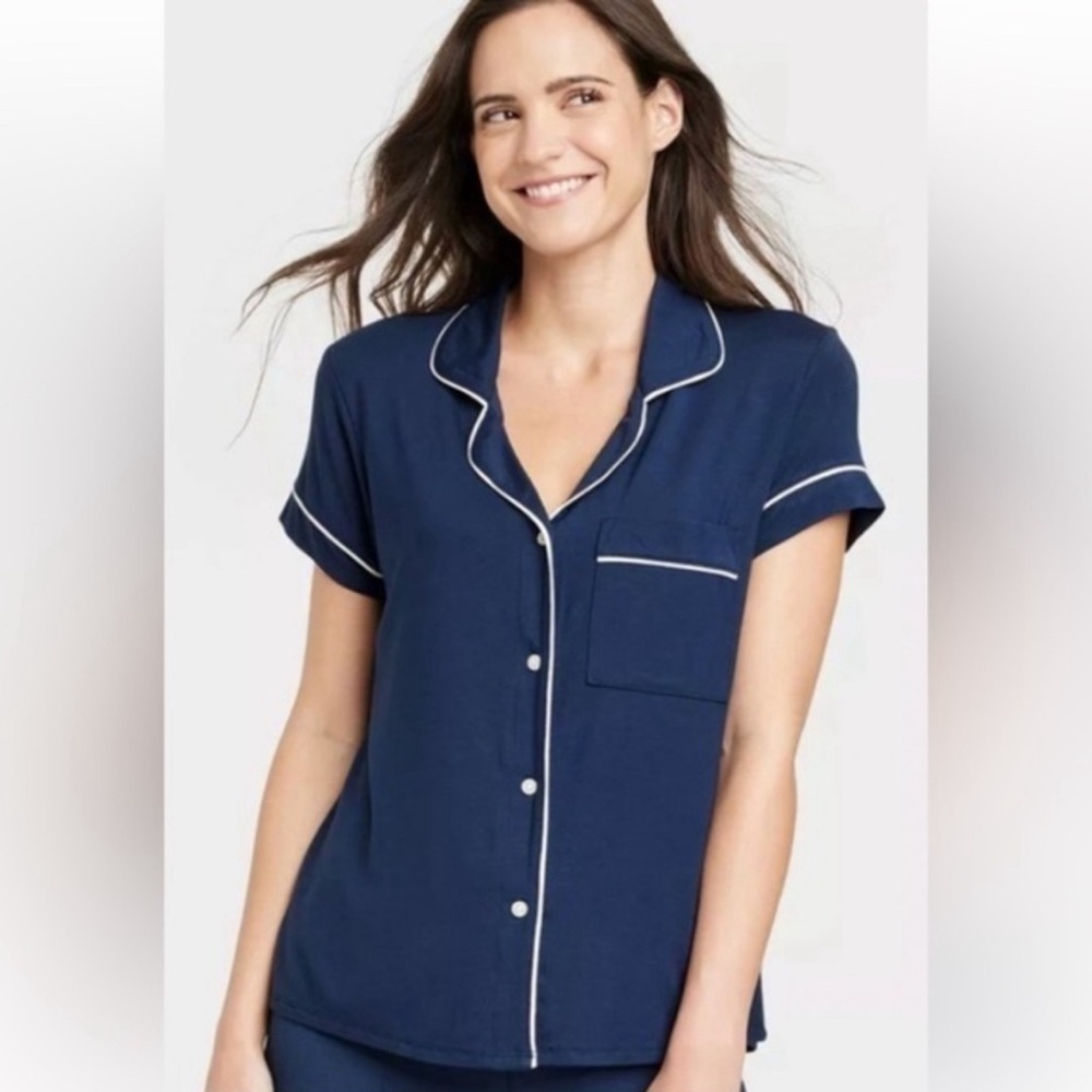 NWT Stars Above Short Sleeve Notch Collar Button Down Pajama Top